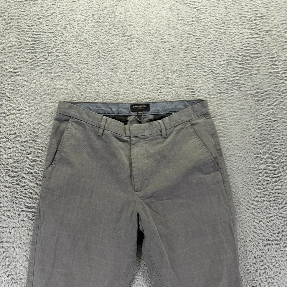 Banana Republic Pant Men 34x33 Gray Cotton Chino Straight Preppy Business Career